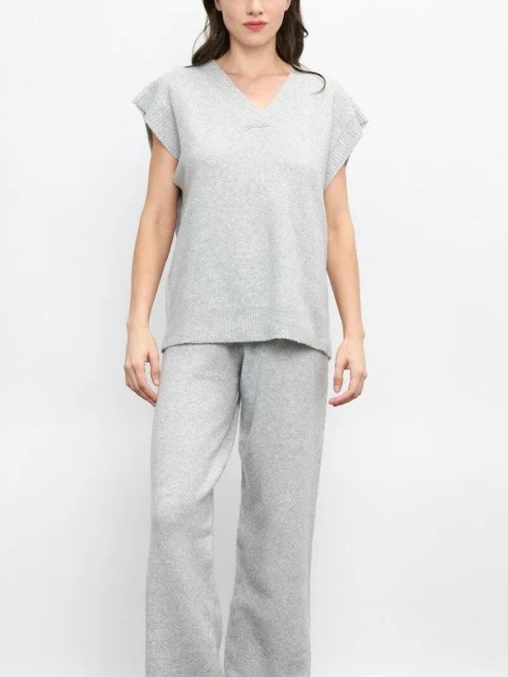 Light Gray V-Neck Lounge Set - Women's Intimates & Sleepwear